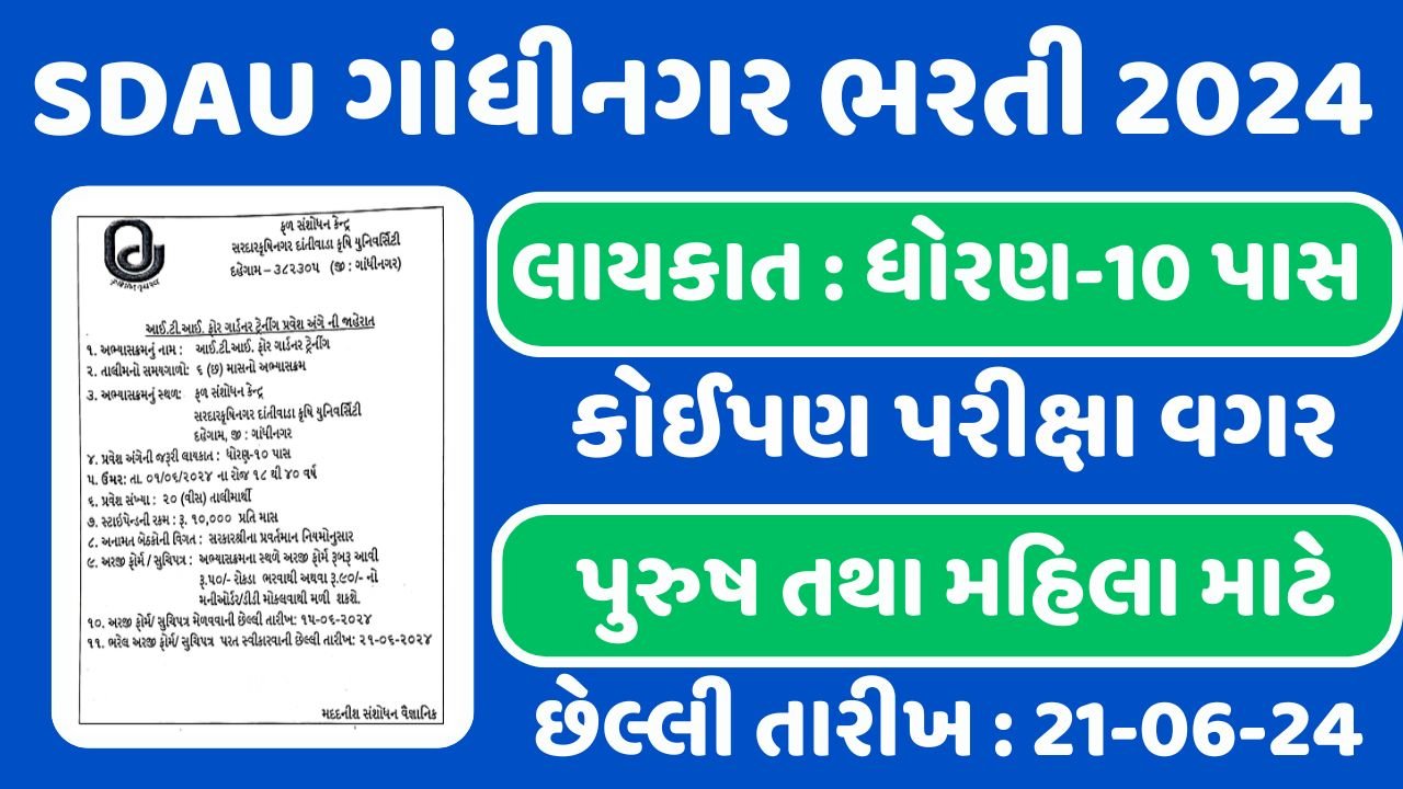 SDAU Gandhinagar Recruitment 2024